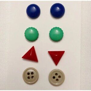 Retro Style Stud Earrings 4 Pairs Handmade